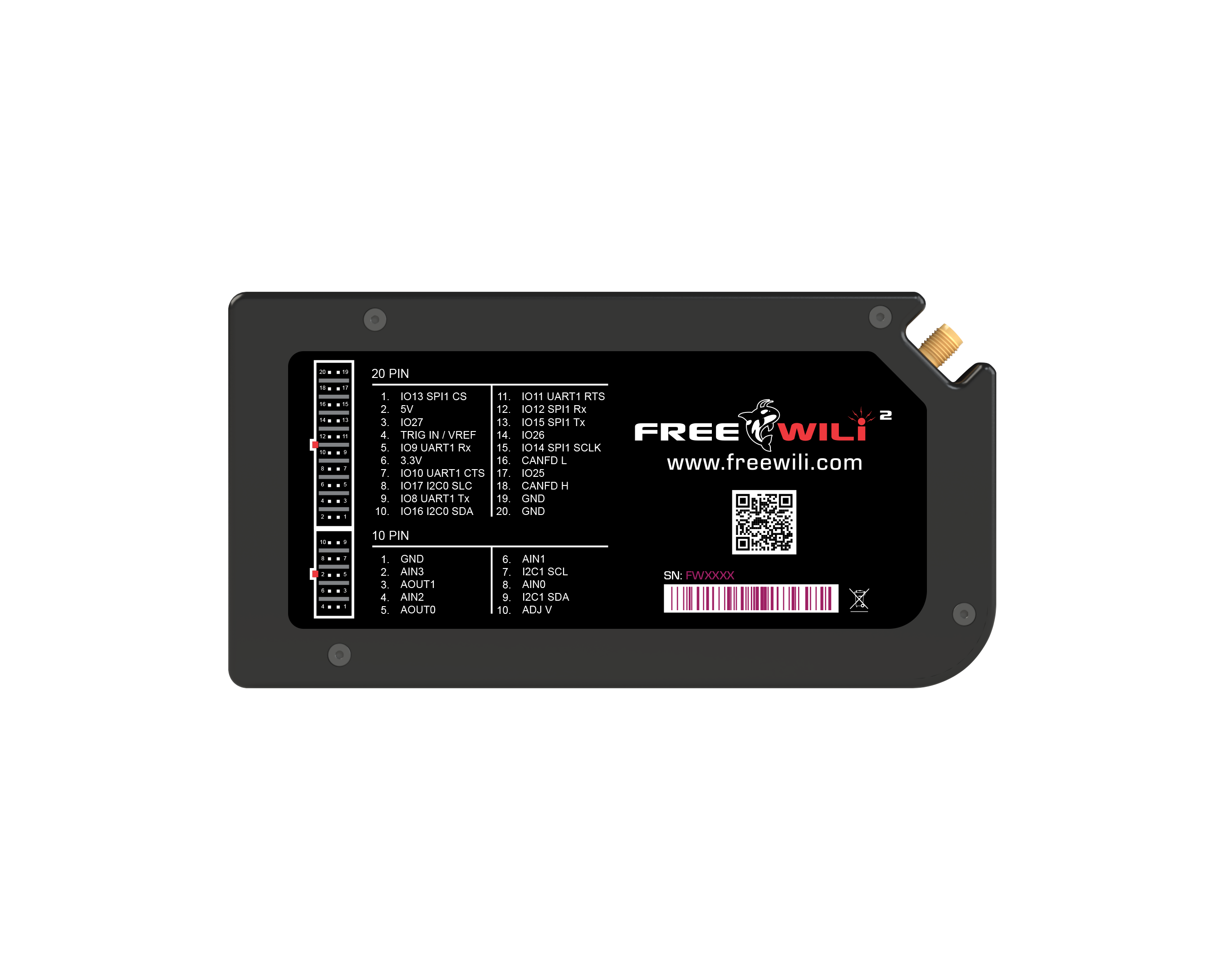 FREE-WILi 2 GPIO pinout diagram