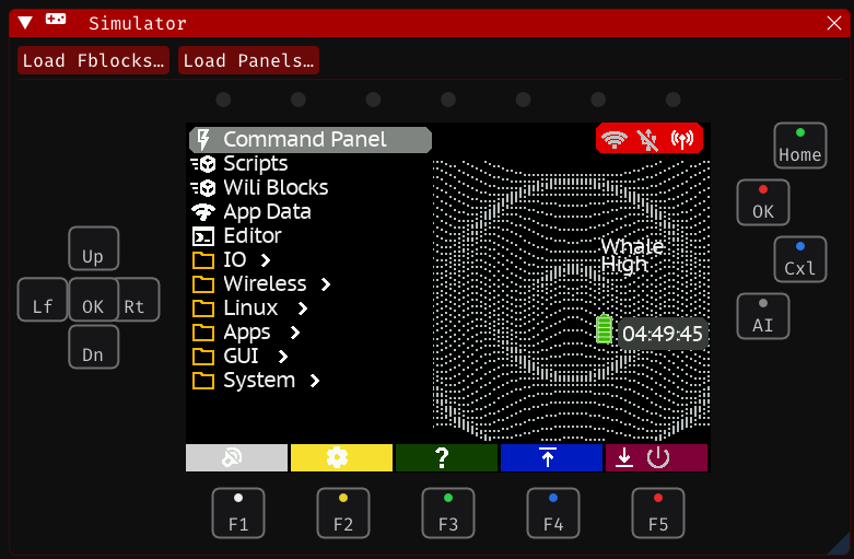 FreeWili2 default firmware running on the device